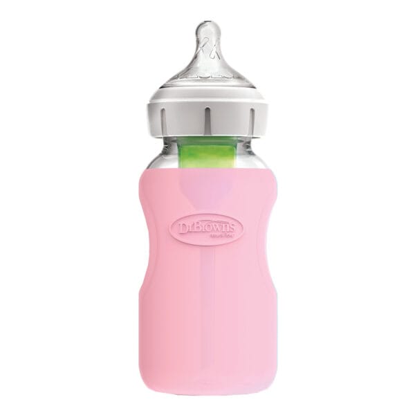 Dr. Brown's Housse de protection rose pour biberon à large col en verre de 270 ml
