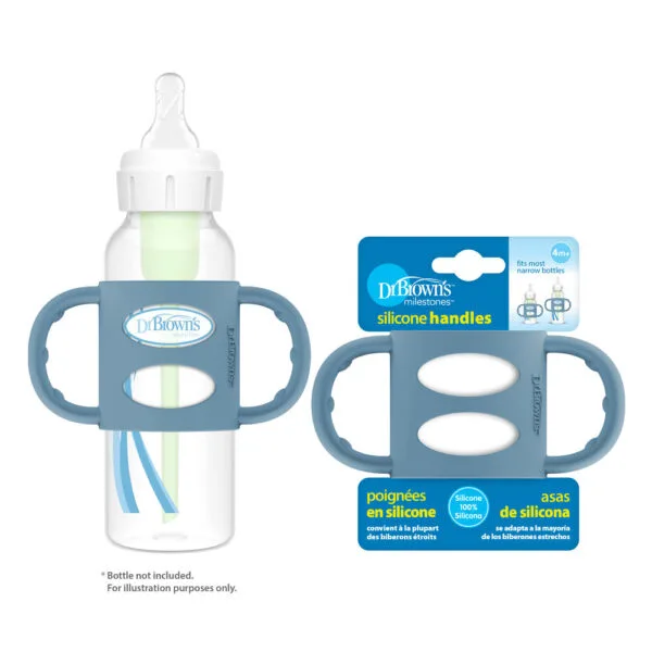 Dr. Brown's Siliconen handles standaardfles blauw - Afbeelding 2
