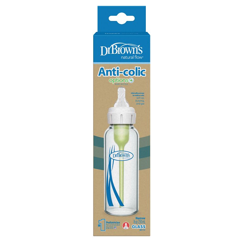 dr. brown's options+ anti colic bottle | standaard halsfles 250 ml glas