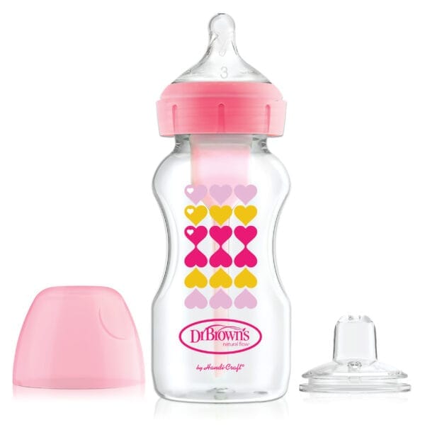 Dr. Brown's Options+ Bottle to Sippy Starter kit | Brede halsfles roze 270 ml