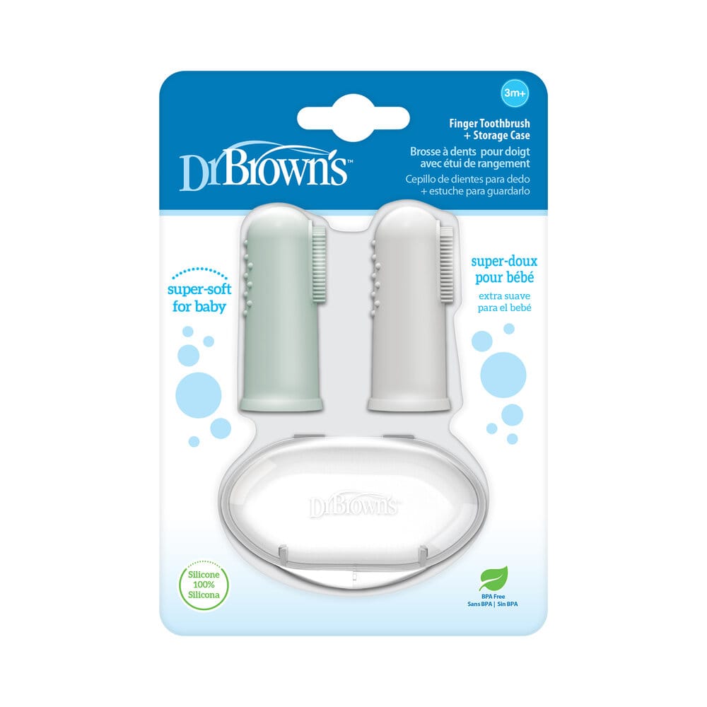 Dr. Brown's Vingertop tandenborstel grijs/groen 2-pack - Afbeelding 2