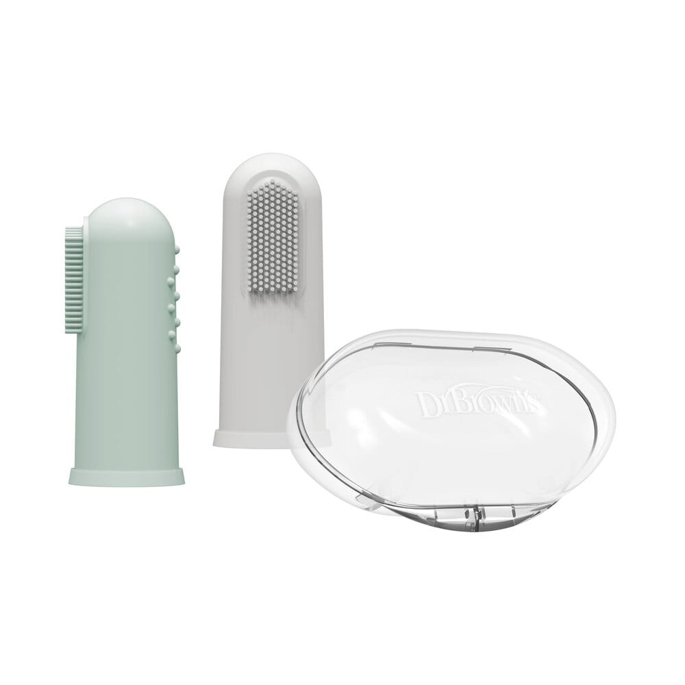 Dr. Brown's Vingertop tandenborstel grijs/groen 2-pack