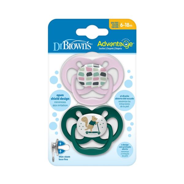 dr. brown's symmetrische fopspeen fase 2 roze/mint 2 pack