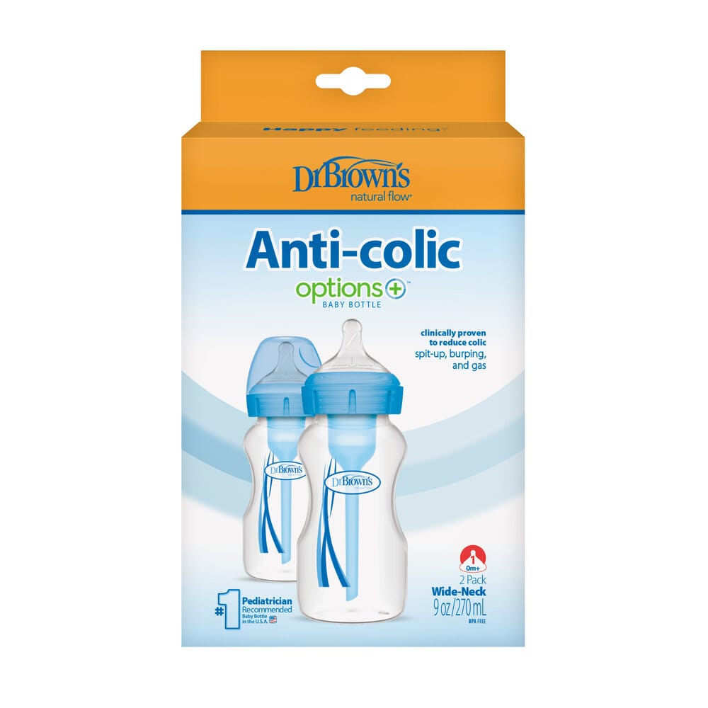 Dr. Brown's Options+ Anti-colic Bottle 2-pack | Brede halsfles blauw 270 ml - Afbeelding 3