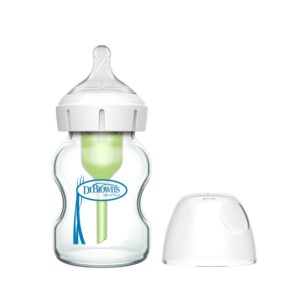 dr. brown’s options+ anti colic bottle | brede halsfles 150 ml glas